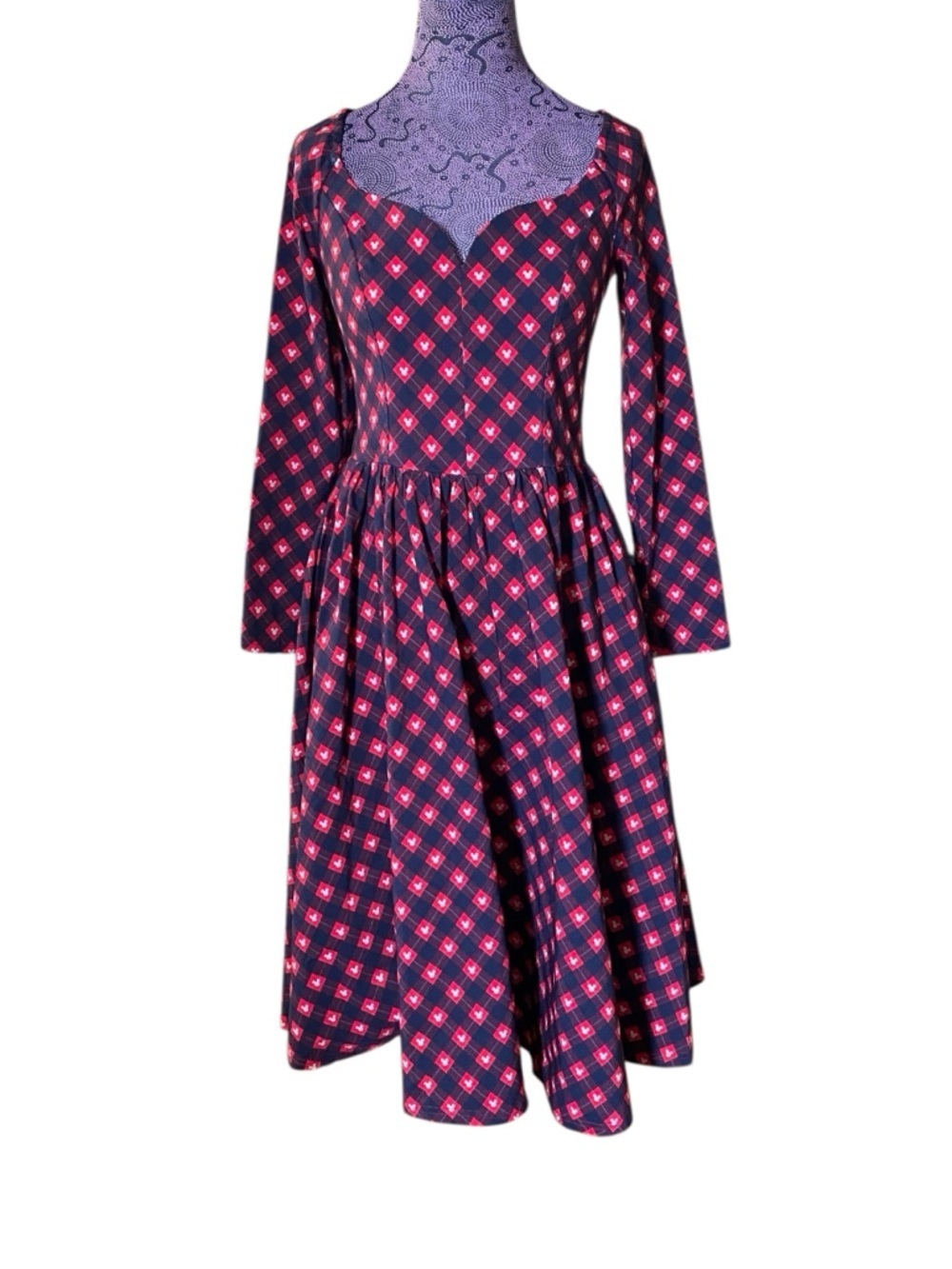 Disney Unique Vintage Mickey Print Sweetheart Dress